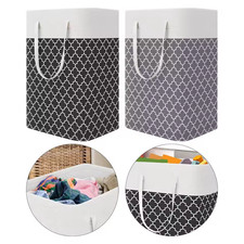 2x Laundry Basket Washing Dirty Clothes Folding Hamper Bag Handle Large Storage