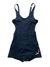 Vtg 30s mens Jantzen Bathing Suit 42 black wool sportswear Antique Swim