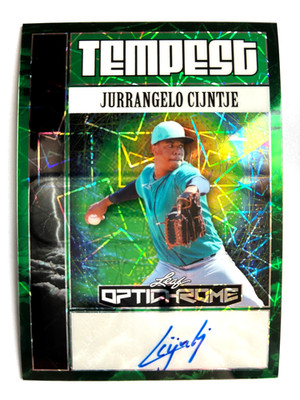 2025 Leaf Optichrome Tempest Green Lazer #JC2 Jurrangelo Cijntje Autograph #5/6
