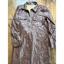 BB Dakota Steve Madden Faux Leather Shirt Dress Brown Size L