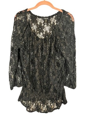 Floral Sheer Mesh Top M Witchy Whimsigoth Goth Punk Boho Western Vampire 80s