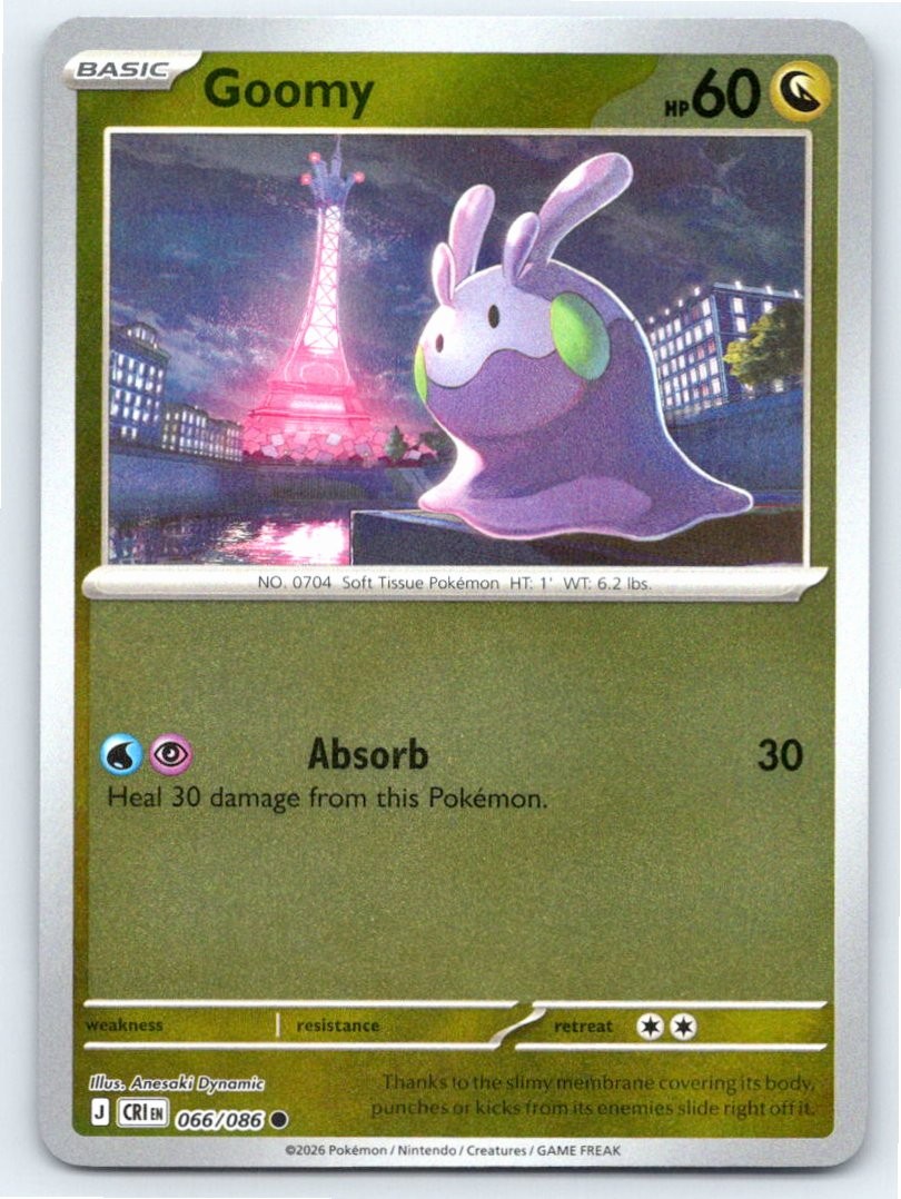 2026 POKEMON GOOMY CHAOS RISING 066/086 REVERSE HOLO C NM A84545 FREE S&H