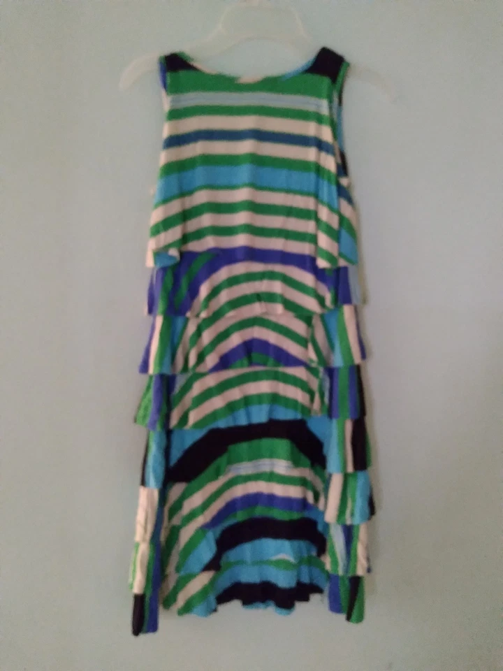 Vestido Niña Un Deux Trois Multicolor Verde Azul Blanco Sin Mangas Talla 10 Niños Foto 4 de 4