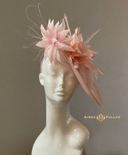 Kentucky Derby Fascinator Royal Ascot Hat Pink Saucer Feather Melbourne Cup