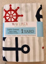 Waverly ANCHOR Sailing Boat 1 Yard Precut Fabric Cotton Quilting Nautica 10724