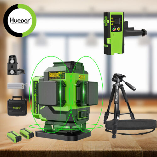3D Kreuzlinienlaser Linienlaser Selbstnivellierend Huepar +Laserdetektor+Stativ