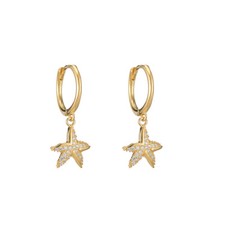 Seestern Creolen Design Sterling Silber 925 Zirkonia Damen Mädchen Ohrringe