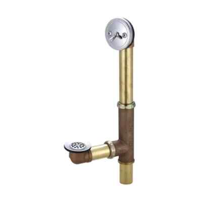 Central Brass Tub N' Shower Bathtub Trip Lever Lift Copper Tub Drain Chrome Kit