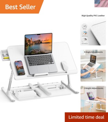 Portable Foldable Laptop Bed Table - Adjustable Height Lap Desk for Productivity