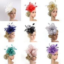 Ladies Women Fascinators Feather Flower Hat Headband Wedding Party Headpiece