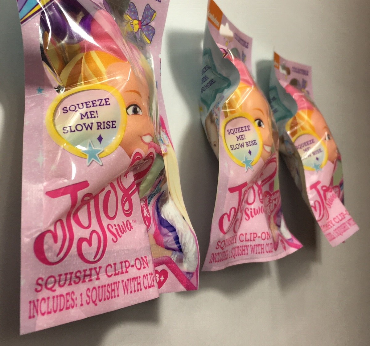 3-pack: Collectible JoJo Siwa Squishy Clip-On Slow Rise - Rare New