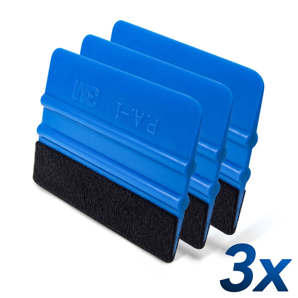3x 3M Rakel PA-1-B Farbe Blau Weich inkl. Filzkante, Folienrakel, Filzrakel