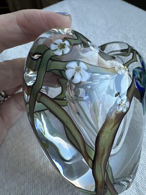 Vintage Zellique Studio Art Glass Floral Heart Shaped Perfume