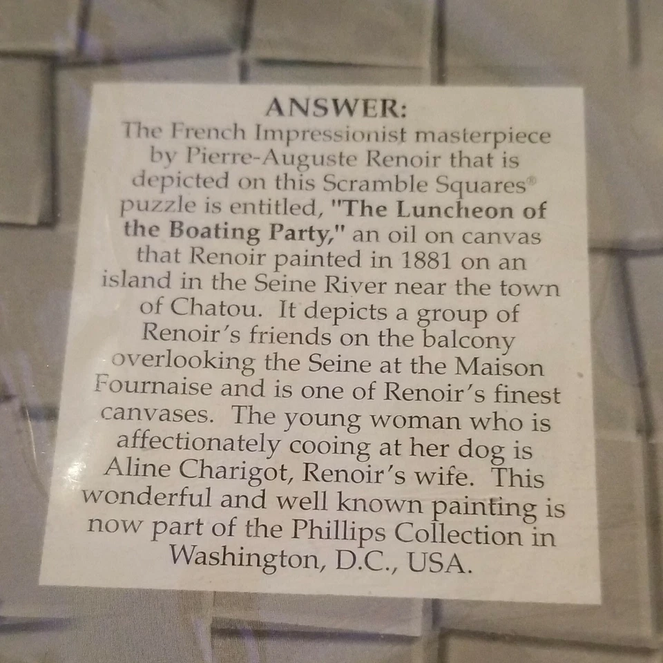 Scramble Squares RENOIR Artista Francés 9 Piezas Puzzle Scrambler AMANTE DEL ARTE Foto 4 de 4