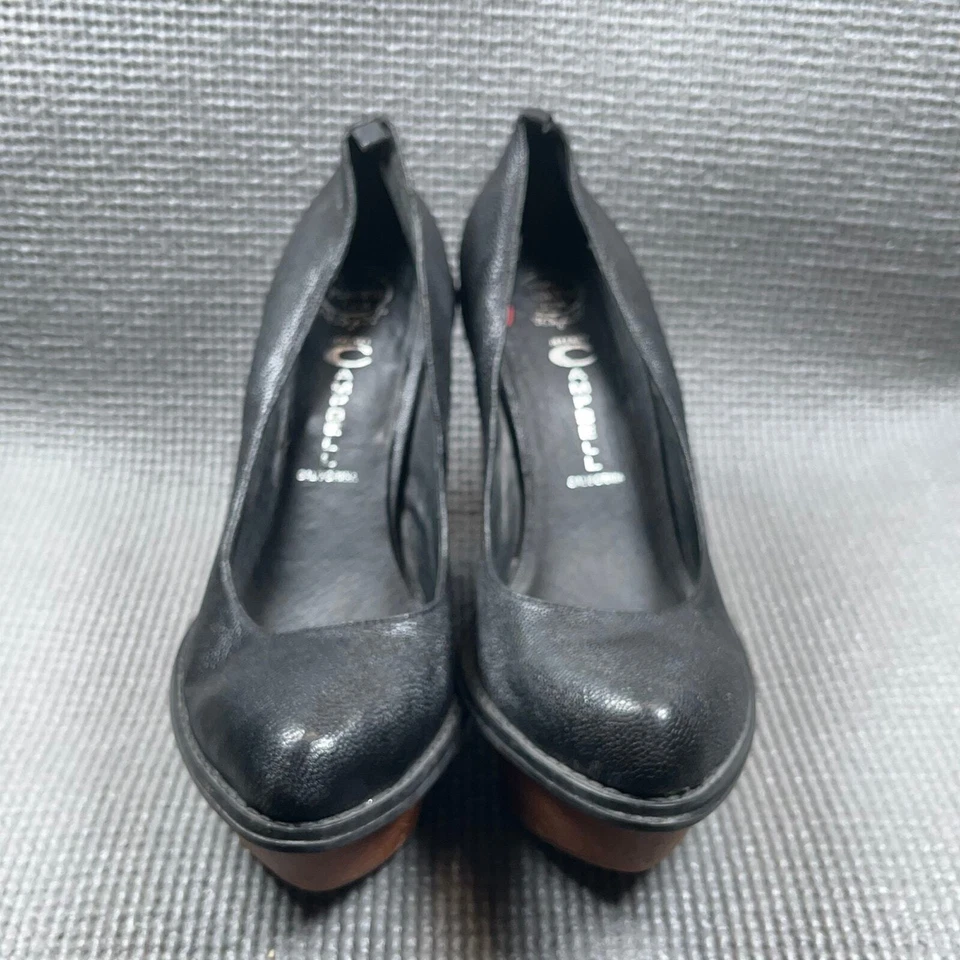 Jeffrey Campbell Broome 高跟鞋女式 8M 码黑色皮革前坡跟厚底 — 第 3/4 张图片