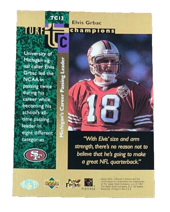 1997 UPPER DECK TURF CHAMPIONS CARD # TC13 Elvis Grbac - San