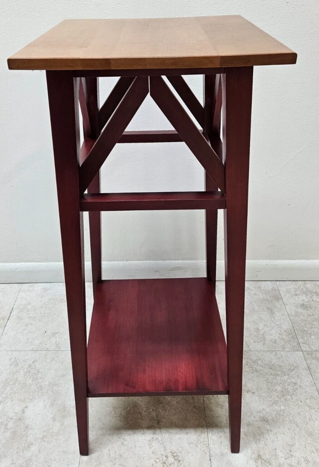 Pedestal de mesa auxiliar Ethan Allen Country Colors acabado misión 679 Foto 4 de 4