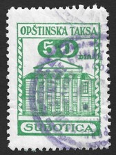 Yugoslavia SERBIA - SUBOTICA 50 dinares impuesto municipal sello de ingresos locales