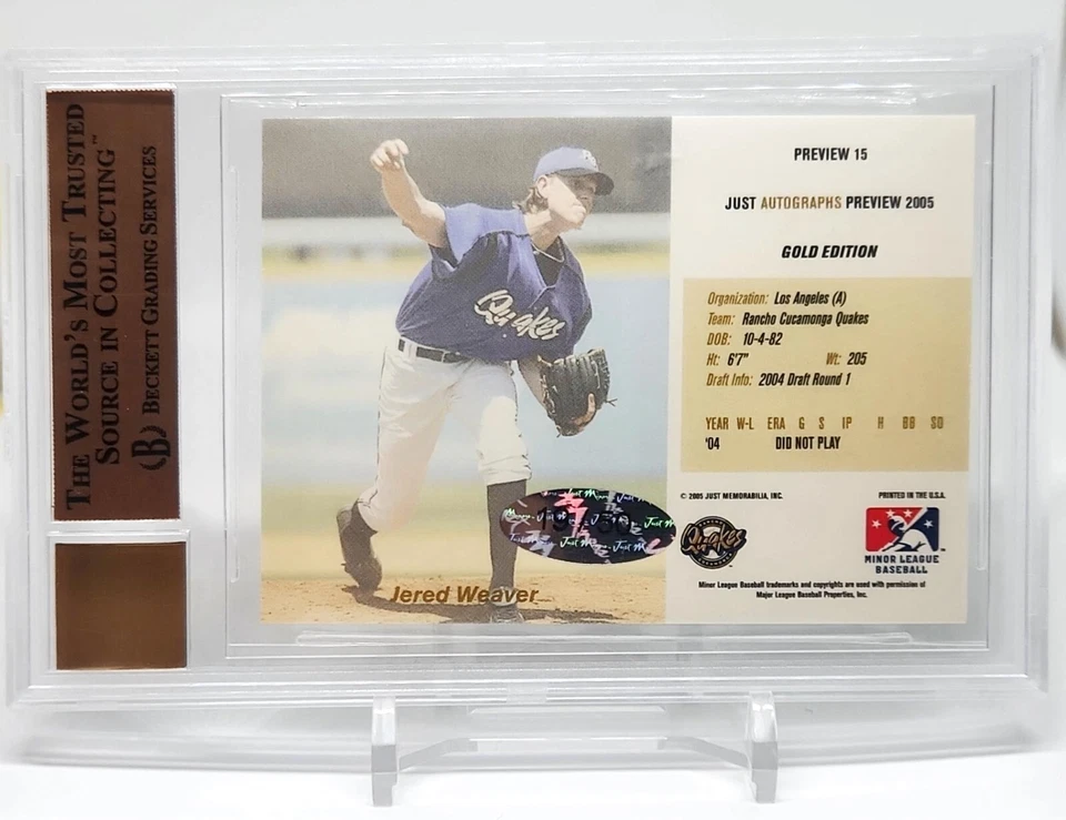 杰里德·韦弗 2005 年 Just Preview 签名金 RC 亲笔签名 /50 BGS 9.5 罕见 — 第 2/3 张图片