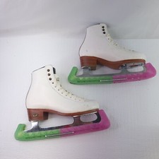Riedell Club 2000 Ice Skates Size 3.5 W Figure Skating White Leather Lace Up