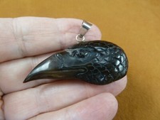 J-Raven-1) Raven 3-D birds bird head buffalo black organic figurine PENDANT crow