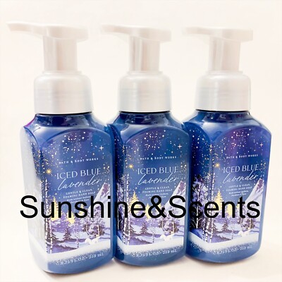 3-PACK Bath & Body Works ICED BLUE LAVENDER Gentle Foaming Hand Soap 8.75oz NEW