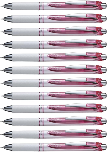 Energel Liquid Gel Ink 0.5Mm Fine Nib Retractable Pen Red Ink, Box of 12 Pens (B - Picture 9 of 12