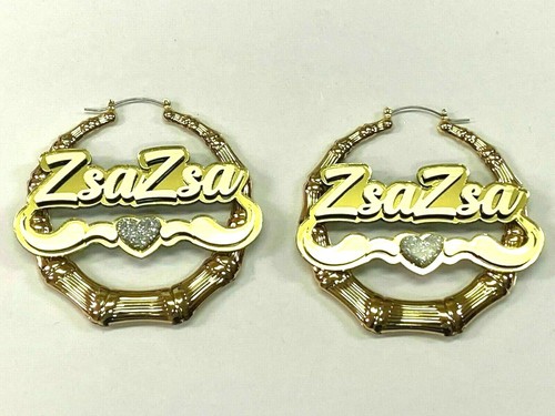 Pendientes de bambú placa de nombre personalizada 1.5 2.5 3.5" tamaño elección corte láser personalizado - Imagen 7 de 12