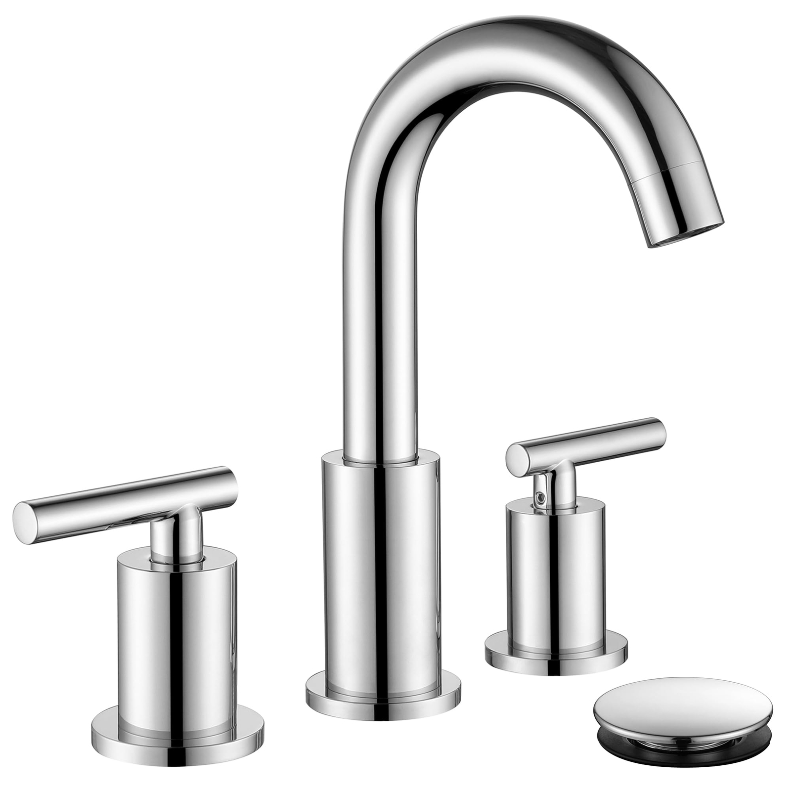 Widespread Bathroom Sink Faucet with Drain and Supply Hose, Chrome 3 Hole Fau...