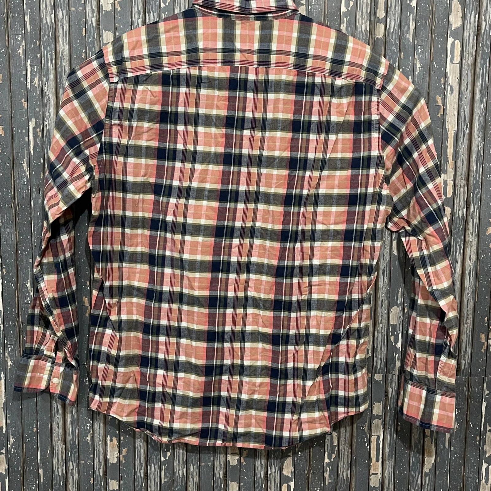 J Crew Summer Plaid Shirt Mens XL Red Plaid Button Up Long Sleeve Casual Modern