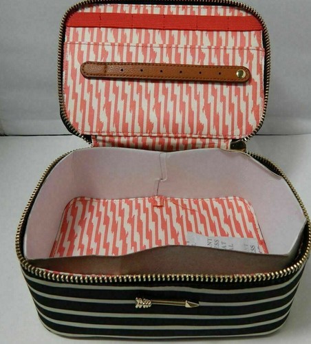 STELLA & DOT Travel Jewelry Makeup Box Black Clean Stripe Organizer New w/ Tags - Picture 2 of 2