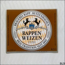 Brauerei Rapp Kutzenhausen Rappen Weizen Beer Label (BL9)