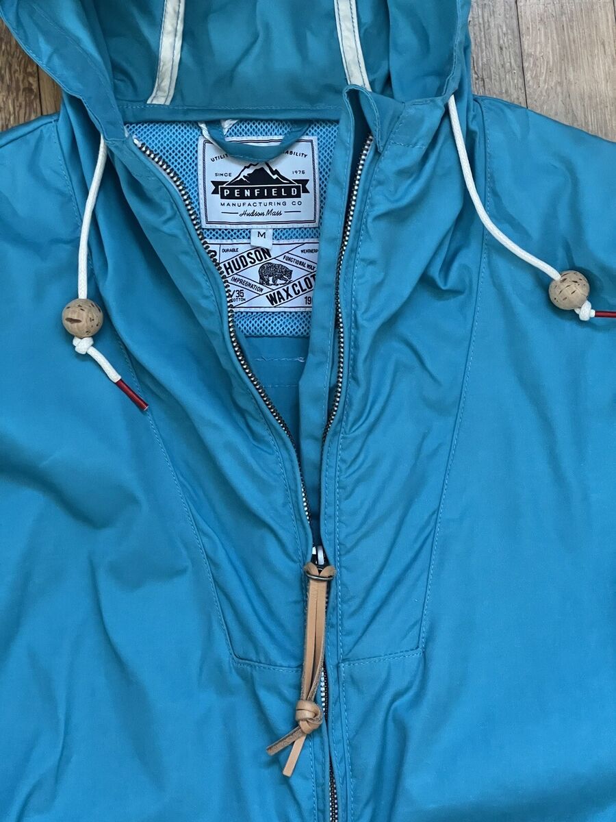 Penfield Hudson Wax Cloth 65/35 Sky Blue Anorak Parka Shell Penfield Hudson Wax Cloth 65/35 Sky Blue Anorak Parka Shell