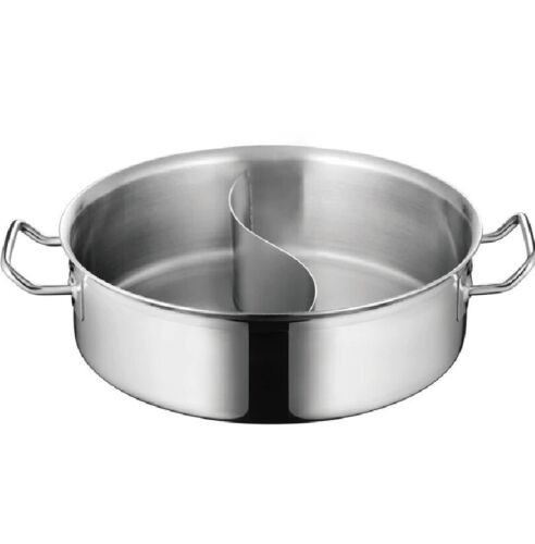 Chefset 28cm Stainless Steel 2 Division Casserole/Steam Boat Hot Pot Steamer Pan - Picture 1 of 2