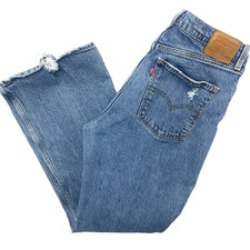 Levis 70s High Flare Jeans Womens 31 31x31 Big E Blue Distressed Premium Denim