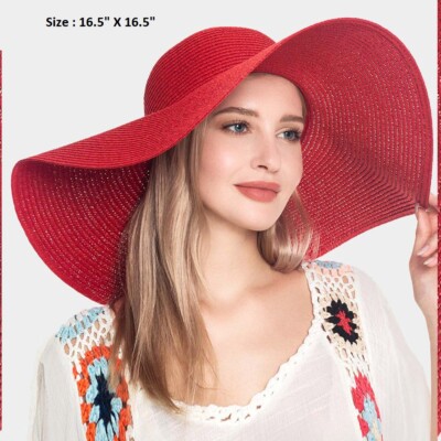 Big Wide Brim Solid Floppy Summer Sun Beach Hat Church Derby 