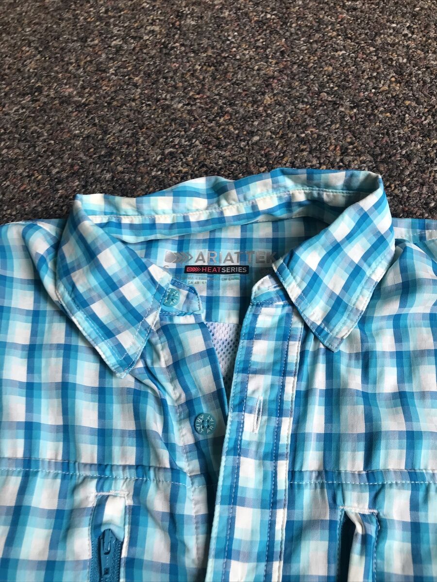 Ariat Tek Fishing Shirt men's Heat Sz M Series Short Sleeve Vented Mesh  Lined