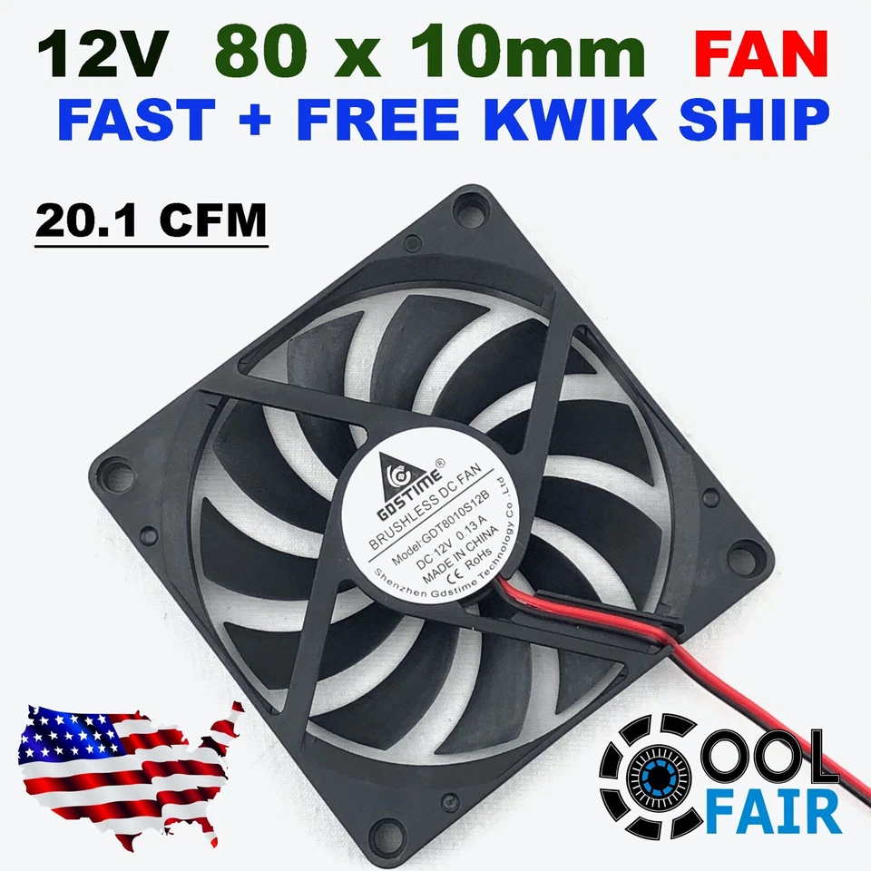 2x 70mm 70x70x10mm Lüfter Gehäuselüfter 5V 12V 24V für PC Computer leise FAN DE - Bild 2 von 4