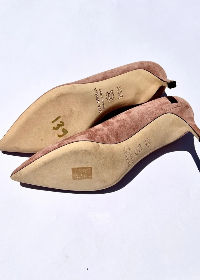 Via Spiga Nikole 55 Bomba Tacón Polvoriento Rosa Malva Rosa Italia 38/8 Foto 4 de 4