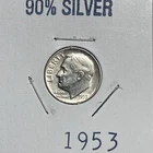 1953 Roosevelt  Dime Silver 10 Cent, *ACTUAL COIN SHOWN IN PHOTOS.
