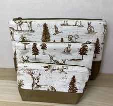 Handmade Makeup Bag Set: Woodland Animal Theme