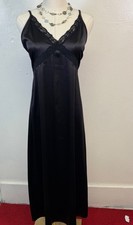 Urban Outfitters Black Satin Lace Trim Midi Slip Dress EUC Medium Boudoir Chic