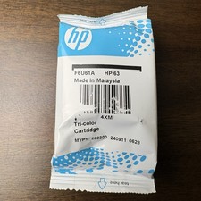 HP 63 Tri-Color Ink Cartridge OEM Genuine F6U61A New Sealed