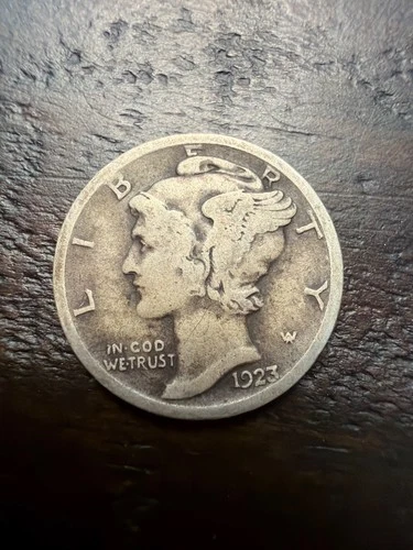 1923 P Mercury Dime circulated 90% Silver  Good G / VG