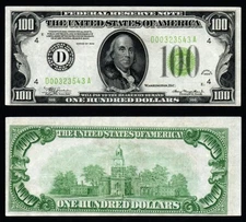 1934 $100 Misalignment Print on Reverse ERROR Crisp AU+ Federal Reserve Note!