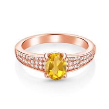 18K Rose Gold Plated Silver Citrine Engagement Ring For Women 1.78 Cttw,