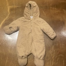Wonder Nation Hooded 3-6 Months Newborn Sherpa Bear Bunting Snow Suit One Piece