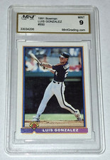 1991 BOWMAN LUIS GONZALEZ #550 MINT 9 MGS GRADED BASEBALL ROOKIE CARD HOUSTON RC. rookie card picture