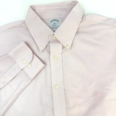 Brooks Brothers Regent 1818 Mens Large Pink Supima Cotton Button Down Shirt - Image 1 of 4