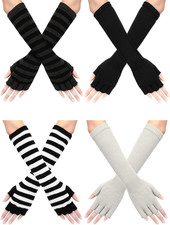 4 Pair Gloves Women Fingerless Winter Long Fingerless Elbow Length Stretchy Glov